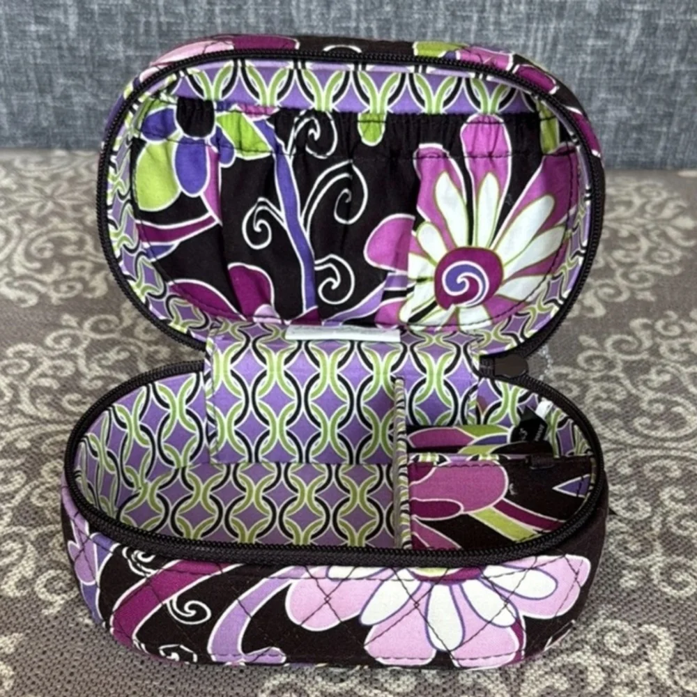 VEUC Vera Bradley Purple and Pink Floral Travel Jewelry Case Beautiful EUC !!